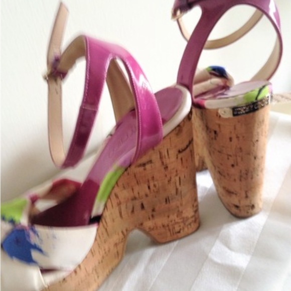 Jimmy Choo Multi-color Purple Gleam Printed Cork Sandals Size 36 - Picture 2 of 5